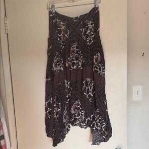 Free People Asymmetrical Black and Brown Skirt